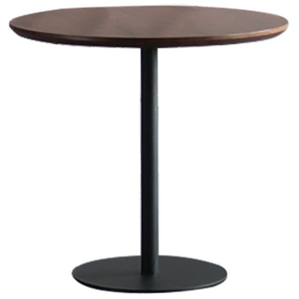 Modern Artificial Wood Table Round Dining Table with Metal Pedestal Base for Restaurant