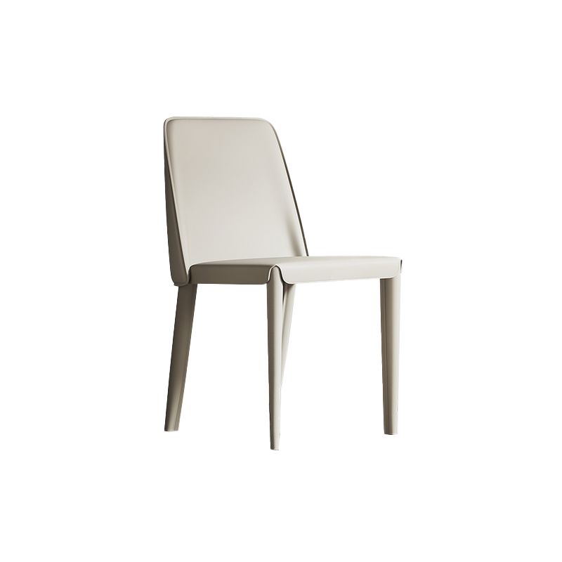 Sillas de comedor de cuero contemporáneas, silla con respaldo sólido sin brazos para cocina