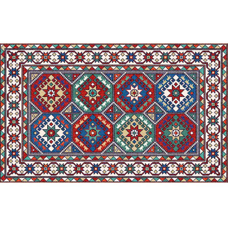 Bohemian Multicolor Carpet Polyester Area Carpet Stain Resistant Rug for Living Room