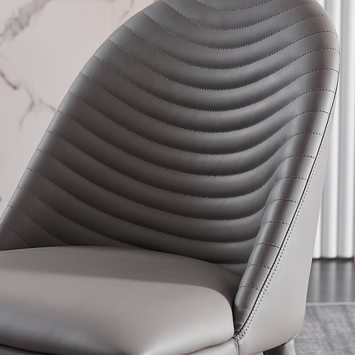 Chaise de salle à manger sans bras tapissée de style contemporain avec dossier solide
