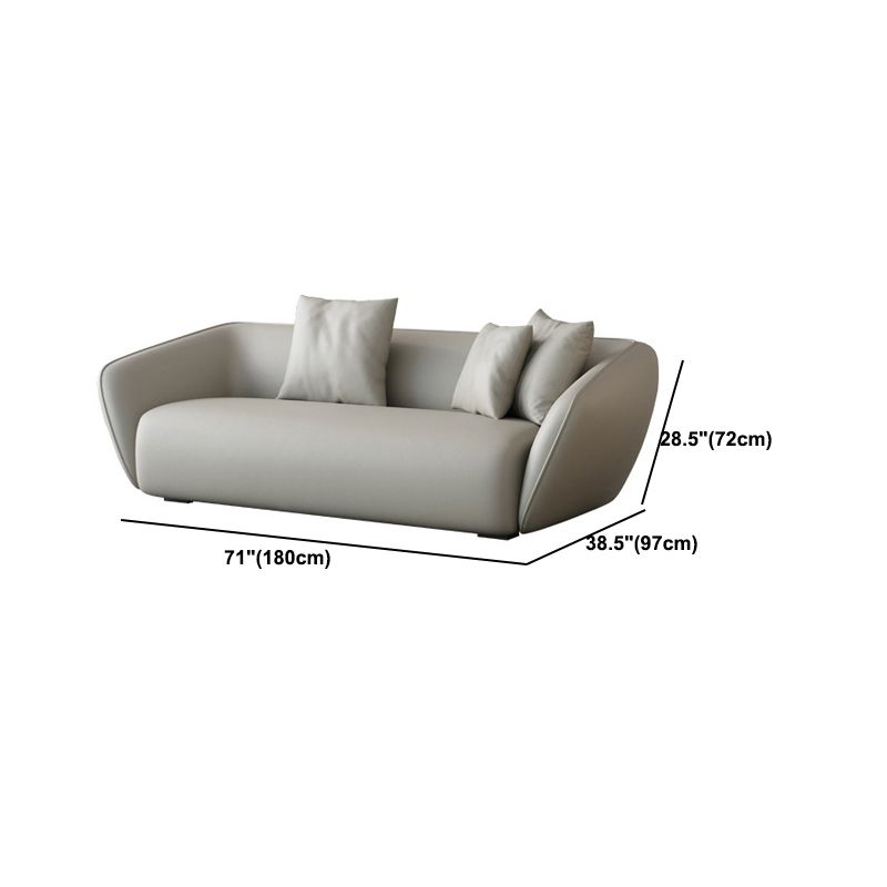 Genuine Leather Sloped Arm Sofa Contemporary Standard Sofa with Pillows