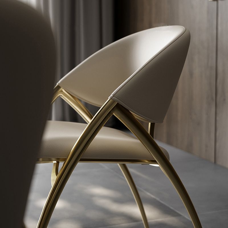 Glam Kitchen Upholstered Side Chair Metal Legs Dining Armless Chair