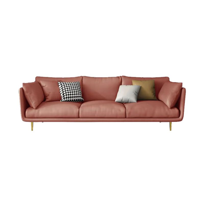 Sofá de cuero de imitación con almohada asiento de látex de almohadilla cuadrada llena de madera