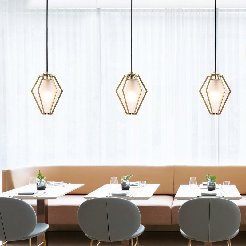 Illuminazione a ciondolo diamante moderno vetro 1 verde chiaro/trasparente/testurizzata a sospensione a sospensione con gabbia di metallo robusta/lineare/a campana