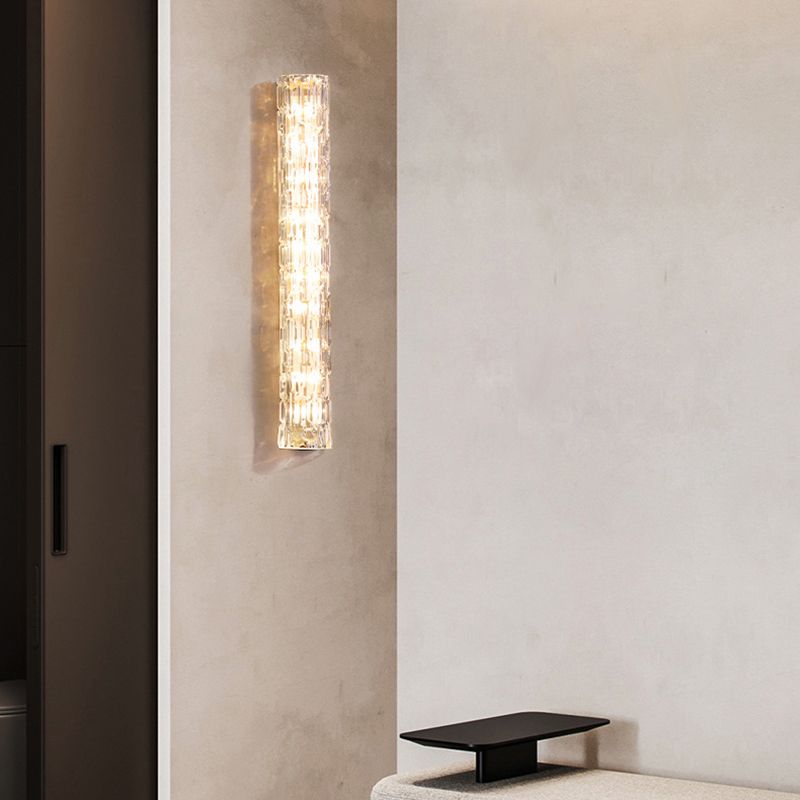 Simplicidad moderna Cilindro de pared Cilíndrico LED LECHE para el dormitorio en la sombra de vidrio ondulado