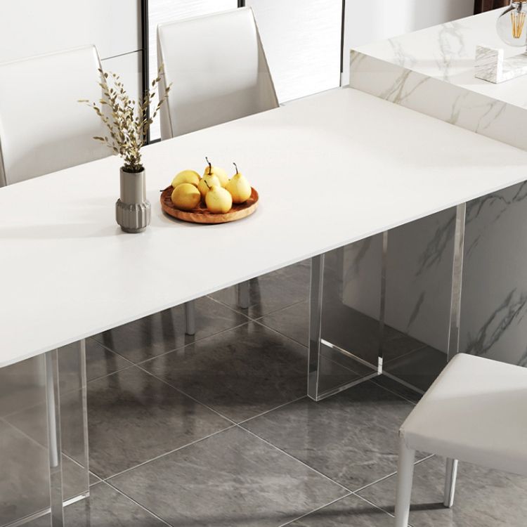 Acrylic Contemporary Rectangular Dining Table Sintered Stone Table with Acrylic base