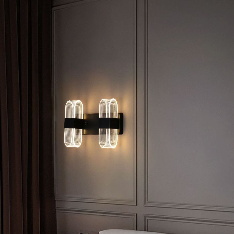 Zeitgenössische LED -Wandleuchter ovales Aluminiumwandmontage Licht für Schlafzimmer