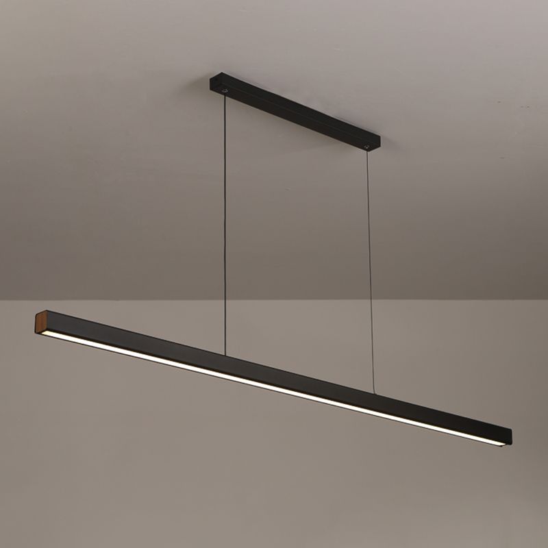 Black Metal Island Lighting Fixtures Modern 1-Light Linear Restaurant LED Suspension Lamp