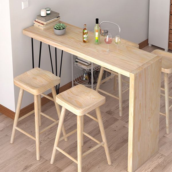 Industrial Rectangular Pub Table Set 1/5 Pieces Wooden Counter Table with Backless Stools