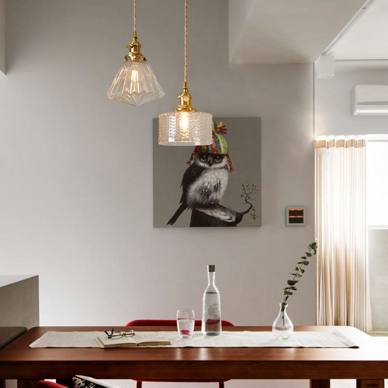 Indoor Single Light Hanging Light, Minimalist Clear Glass Pendant Light