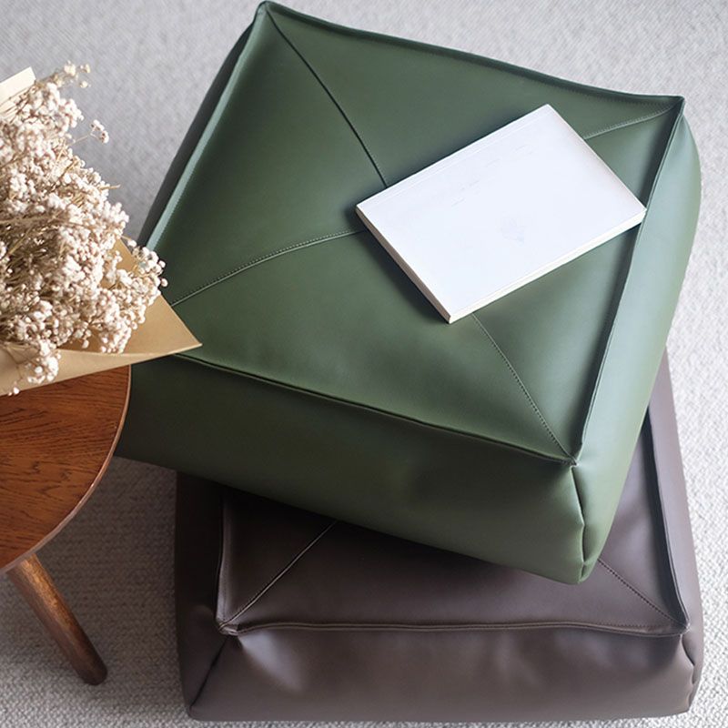 Modern Pouf Ottoman PU Leather Upholstered Solid Color Tear Resistant Square Ottoman