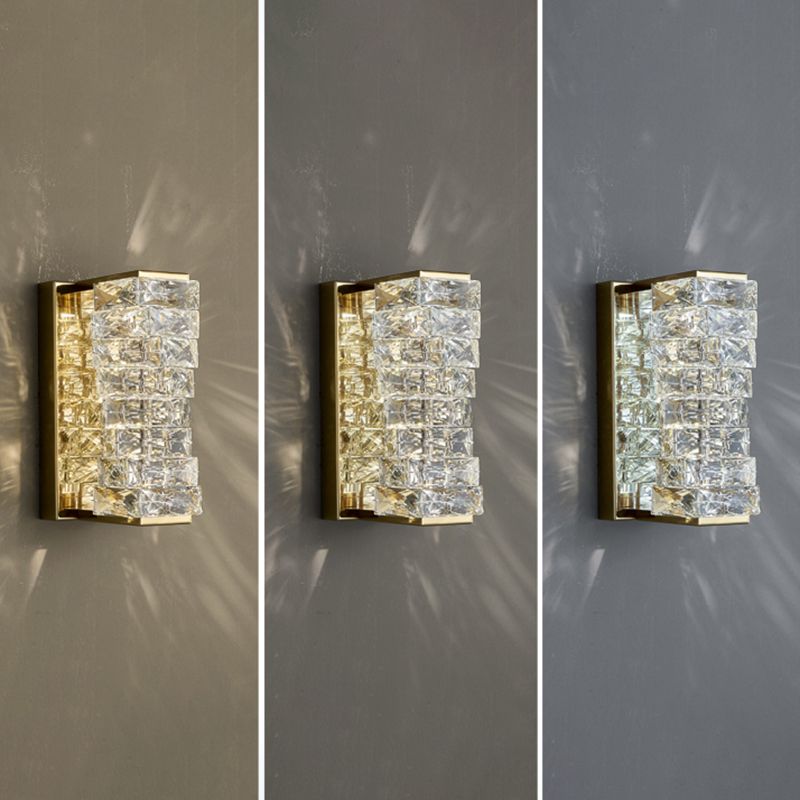 Metal Modern Wall Sconce Geometric Shape Wall Light with Crystal Shade for Study