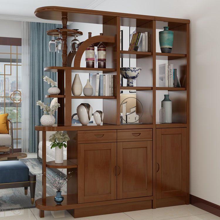 Contemporary 2-drawer Solid Wood 74.8" Tall Accent Cabinet with Doors