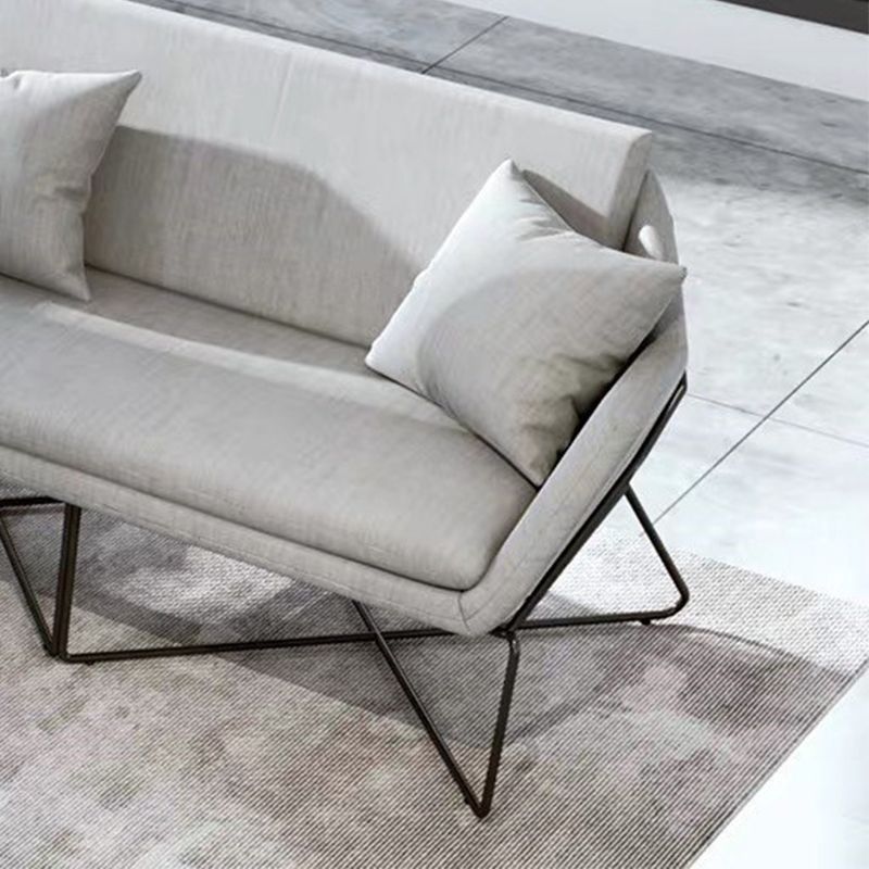 Contemporary Style Cotton Flared Arm Sofa in Gray For Living Room