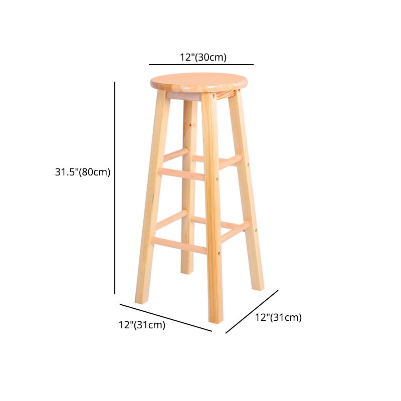Industrial Style Bar-stool with Wooden Legs Round Seat for Kitchen Bar