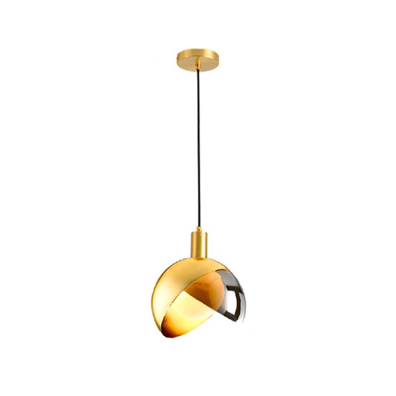 Glass Gold Hanging Lamp in Modern Artistic Style Wrought Iron Globe Pendant Light for Dining Room
