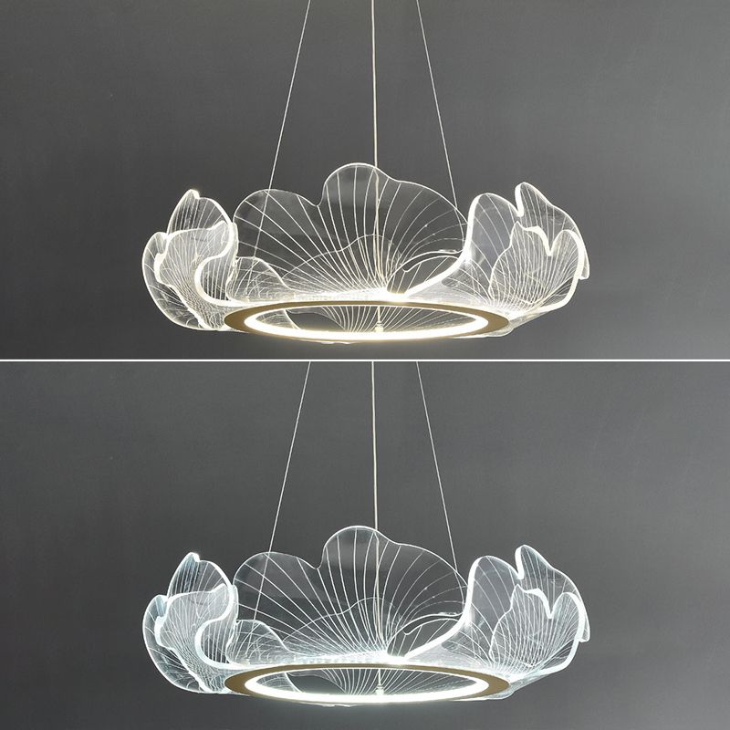 Anillo de metal acrílico accesorio de iluminación de lámpara posmoderna luz colgante para sala de estar