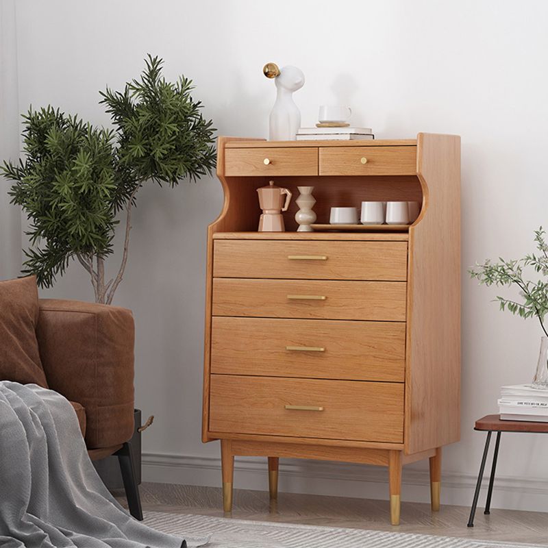 Contemporary Chest Solid Wood 6 - Drawer Rectangle Straight Legs Accent Chest