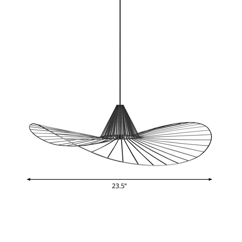 Drahthut geformt Anhänger 1 Leichte einfache Style -Federung Lampe in Schwarz für das Restaurant