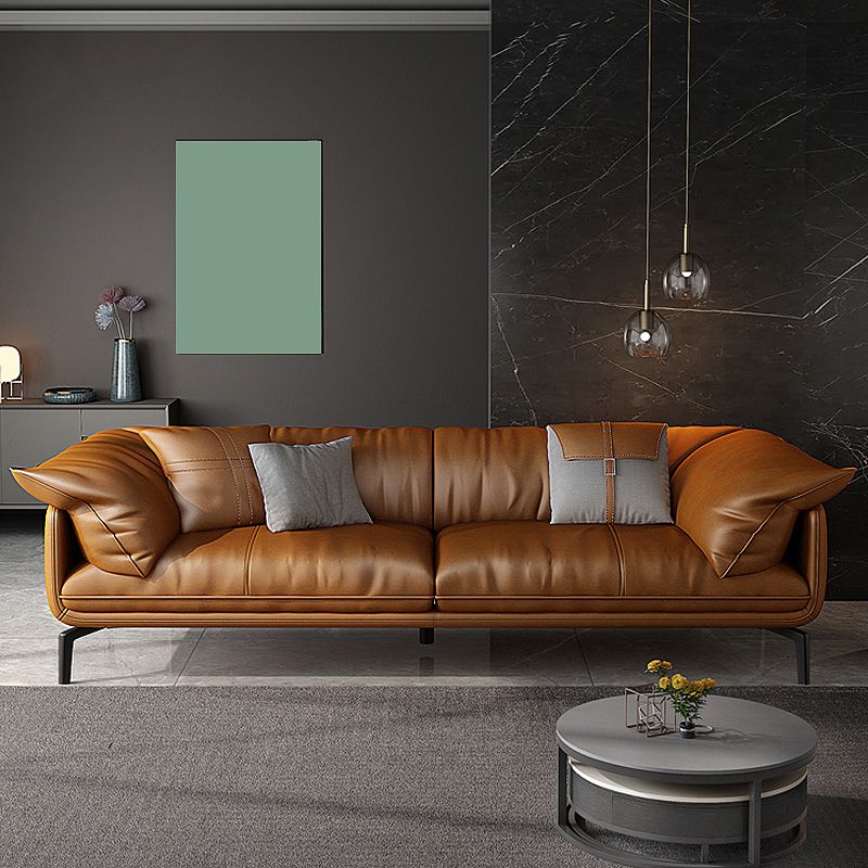 Brown Leather/Faux Leather Sectional  Pillow Top Arm for Living Room