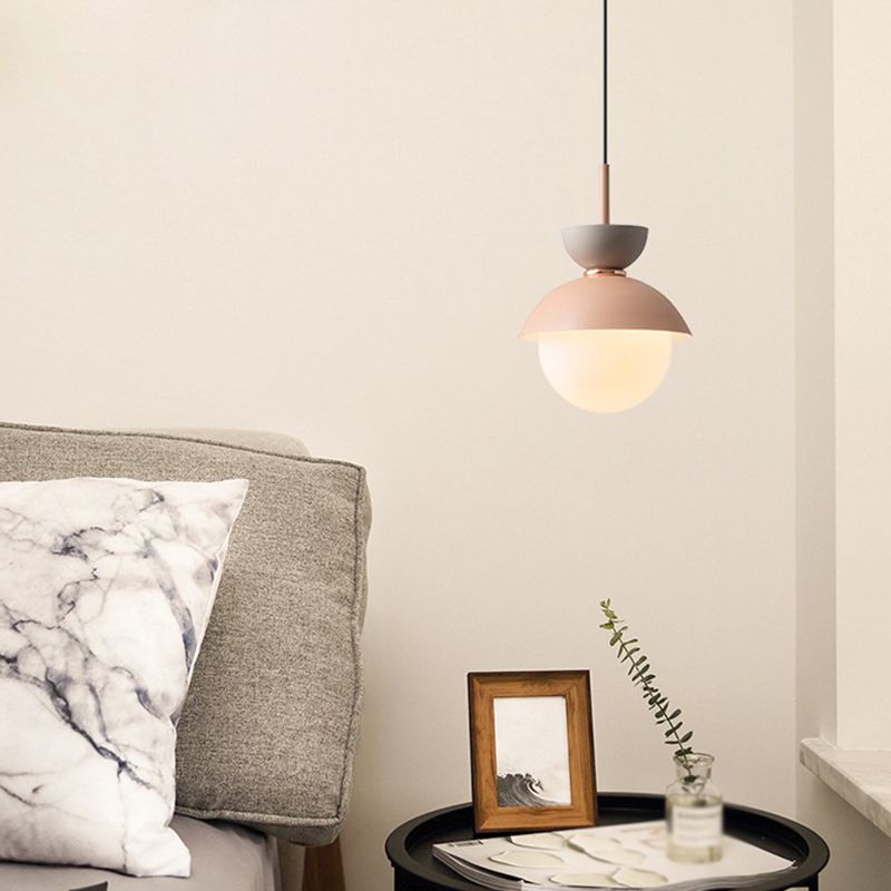 Round Shape Metal Hanging Light Nordic Macarons Style 1 Light Hanging Mounted Lights