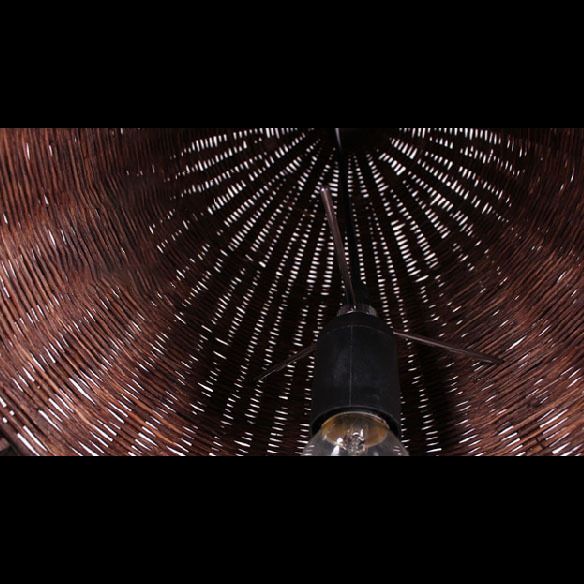 Farmhouse Natural Cloche Bamboo Pendant Lighting 1-Light  Dining Room Hanging Lamp