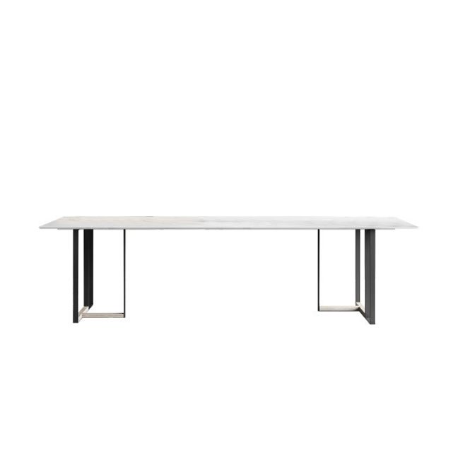 Rectangle Dining Table Contemporary Table with Double Pedestal Base