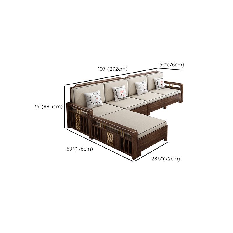 L-Shaped Square Arms Sofas Water Resistant Wooden Sectionals