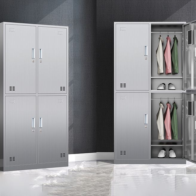 Chrome Steel Cabinet for Bathroom Modern Indoor Storage Cabinet with Hinged Doors