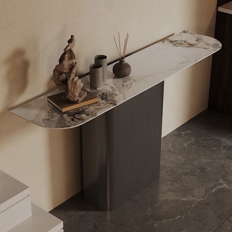 Modern Accent Table Half Moon Shape Metal Console Table for Hall , 14 inch Wide