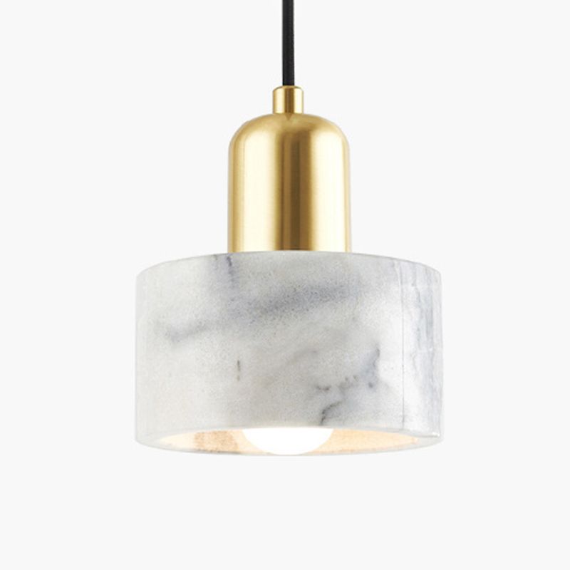 Single-Light White Marble Pendant Light for Dinning Room Bedroom Hanging Lamp