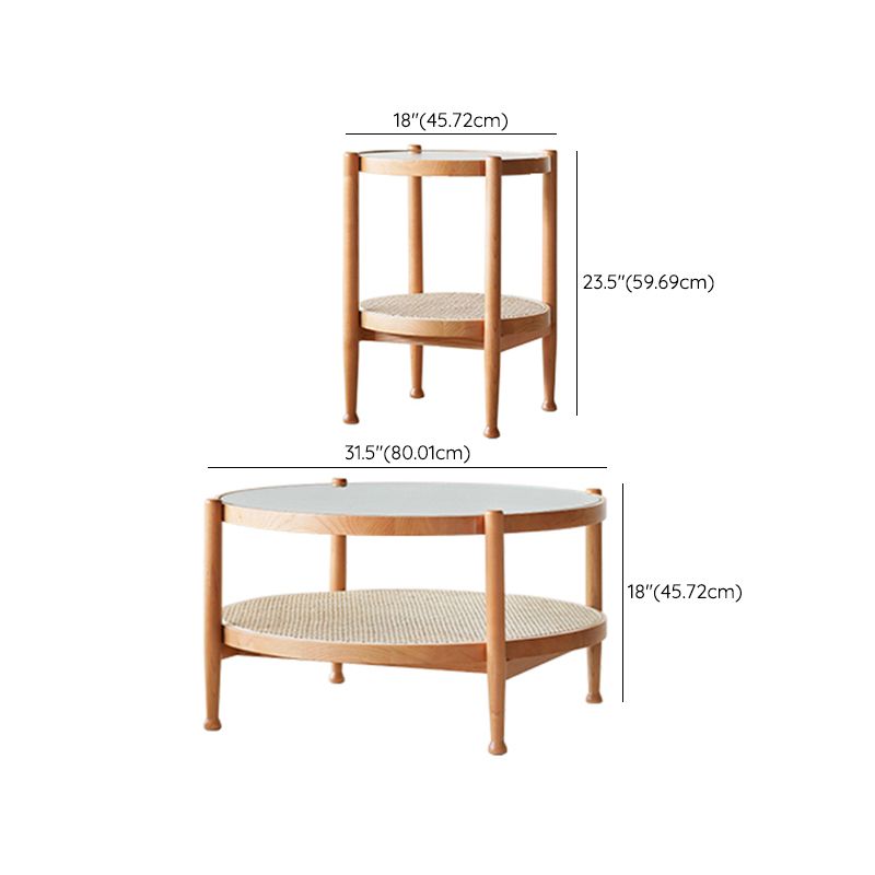 4 Legs Tropical Glass Coffee Table No Distressing Bunching Tables with Shelf