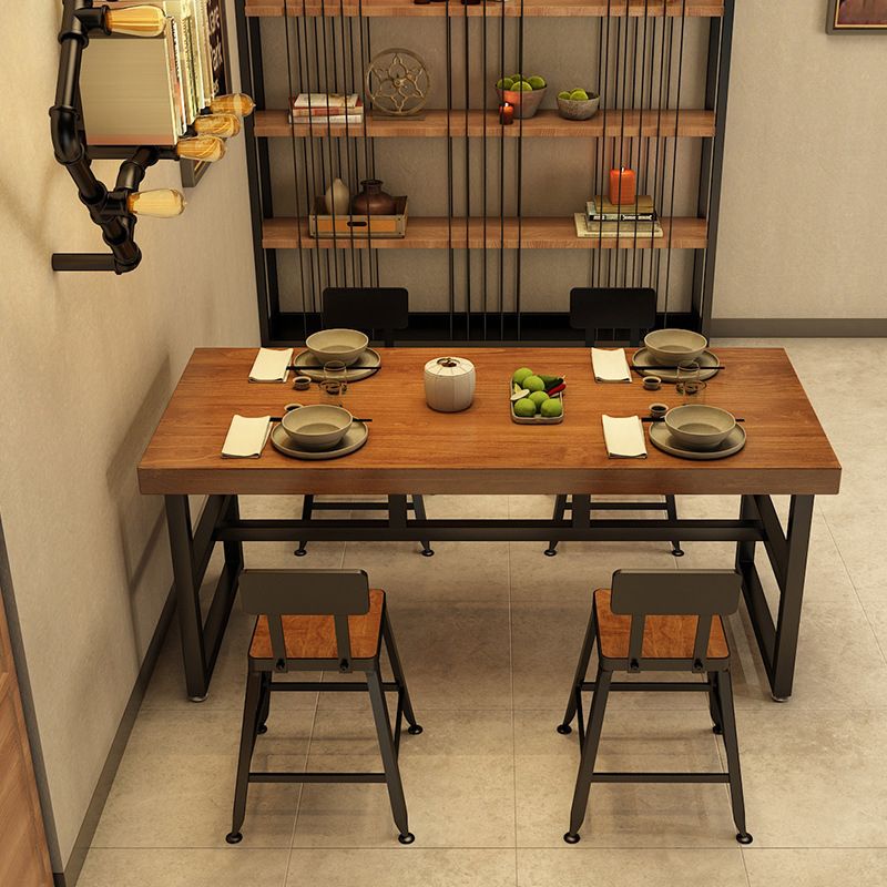 Industriële rechthoek eetkamer tafel dennen vaste houten tafel met schroefbasis