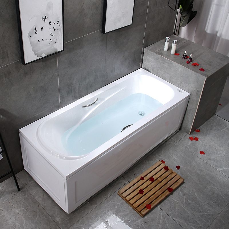 Modern Rectangular Bath Tub White Acrylic Tub with Internal Drain