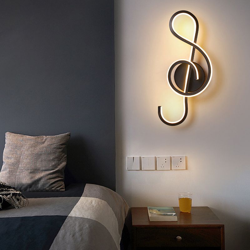 Single Contemporary Black/White Unique LED Metallic Wall Mounted for Bedroom
