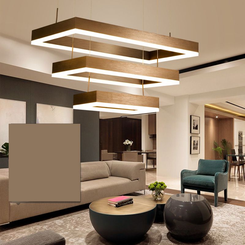 Brown Aluminum Chandelier Lighting Fixture Modern Clusters Pendant for Living Room