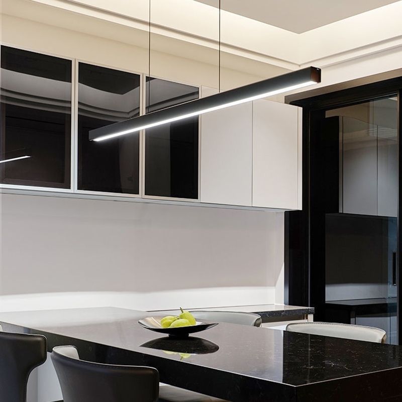 Modern Straight Island Light Aluminum LED Island Pendant for Dining Room