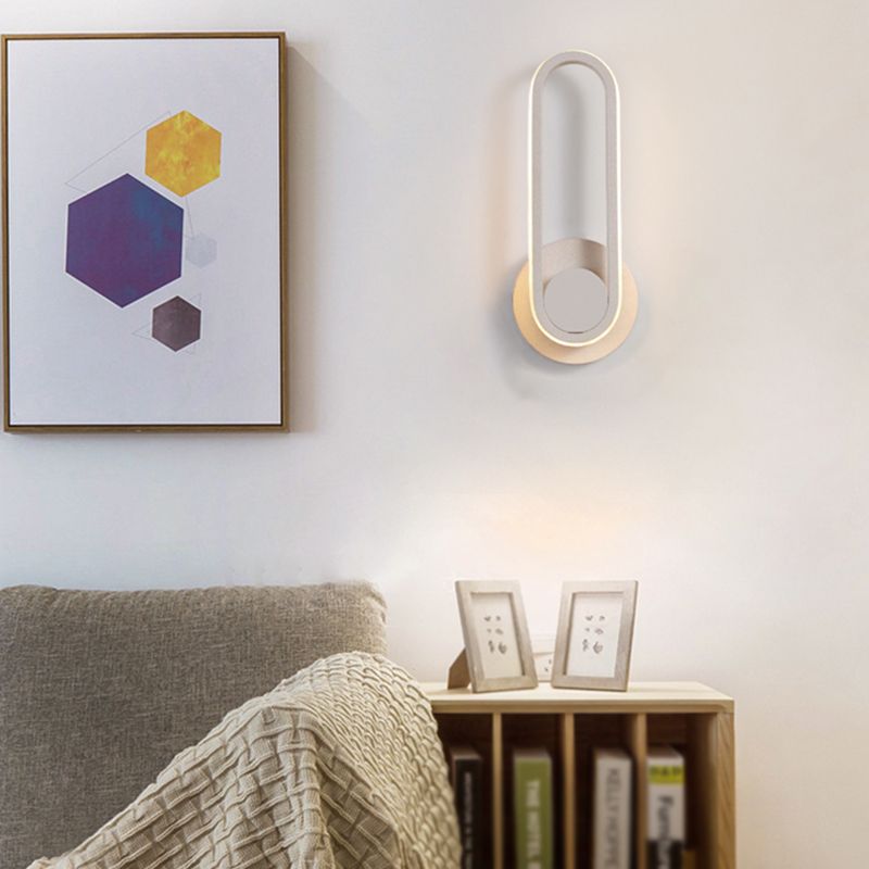 Oval Shade Metal Wall Sconce Modern Style Single Light Wall Mounted Light