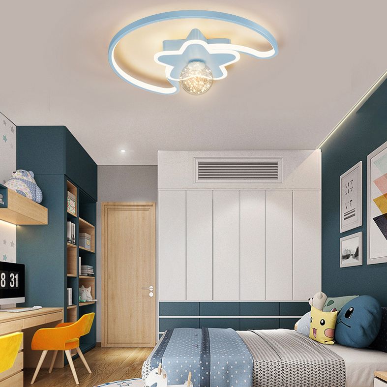 Luminaire encastré en forme d'étoile en métal, plafonnier LED en verre avec boule de simplicité pour chambre à coucher