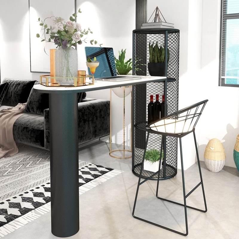 Modern Double Pedestal Sintered Stone Bar Table for Kitchen Dining Room