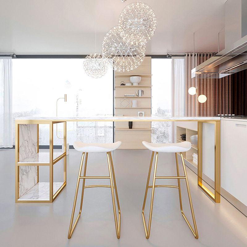 Rectangular Bar Height Table Faux Marble Top Bistro Pub Table for Patio Use