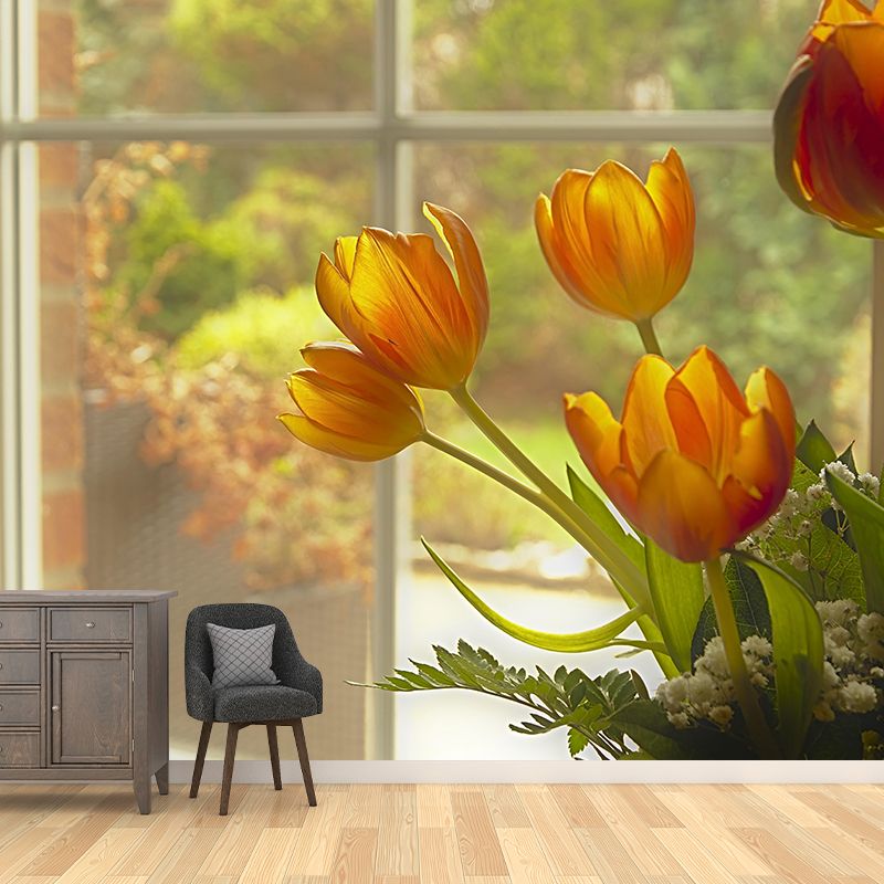 Zachte kleurentulpprint muurschildering hedendaagse fotografie kunst aan de muur voor huisdecoratie