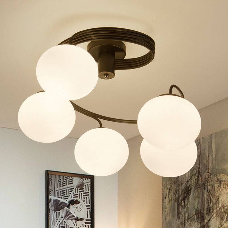 Luminaires semi-encastrés à billes, luminaire de plafond en verre opale moderniste pour chambre à coucher