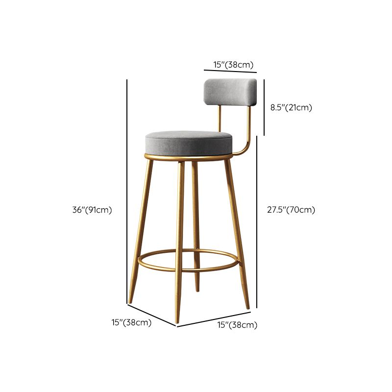 Glam Style Counter Stool Upholstered Living Room Bar Stool with Gold Frame