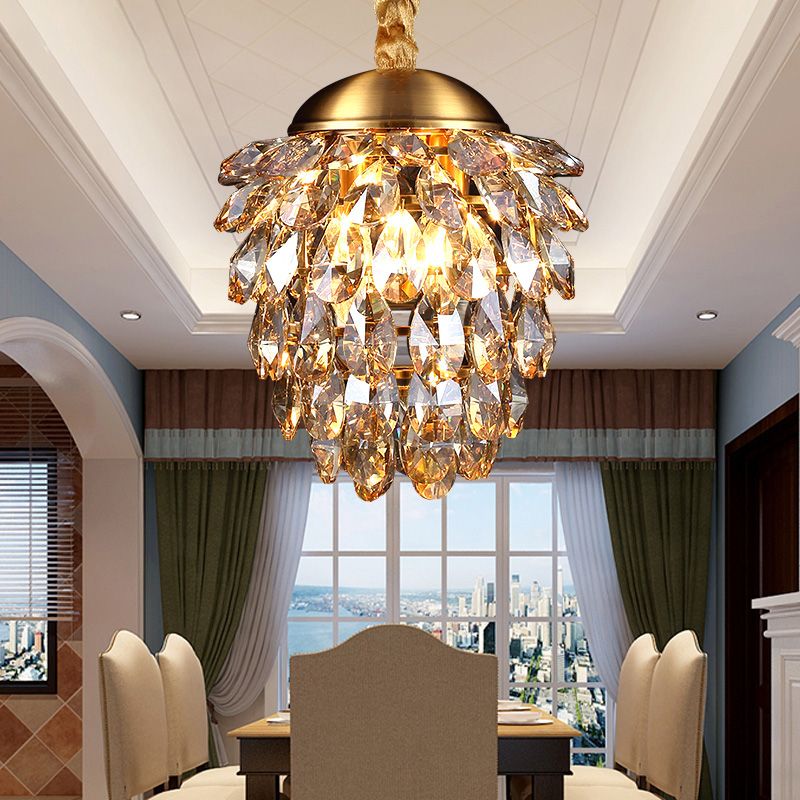 Pinecone Crystal Techo Coste Luz Modern Style 2 Luces Black/Gold Chandelier