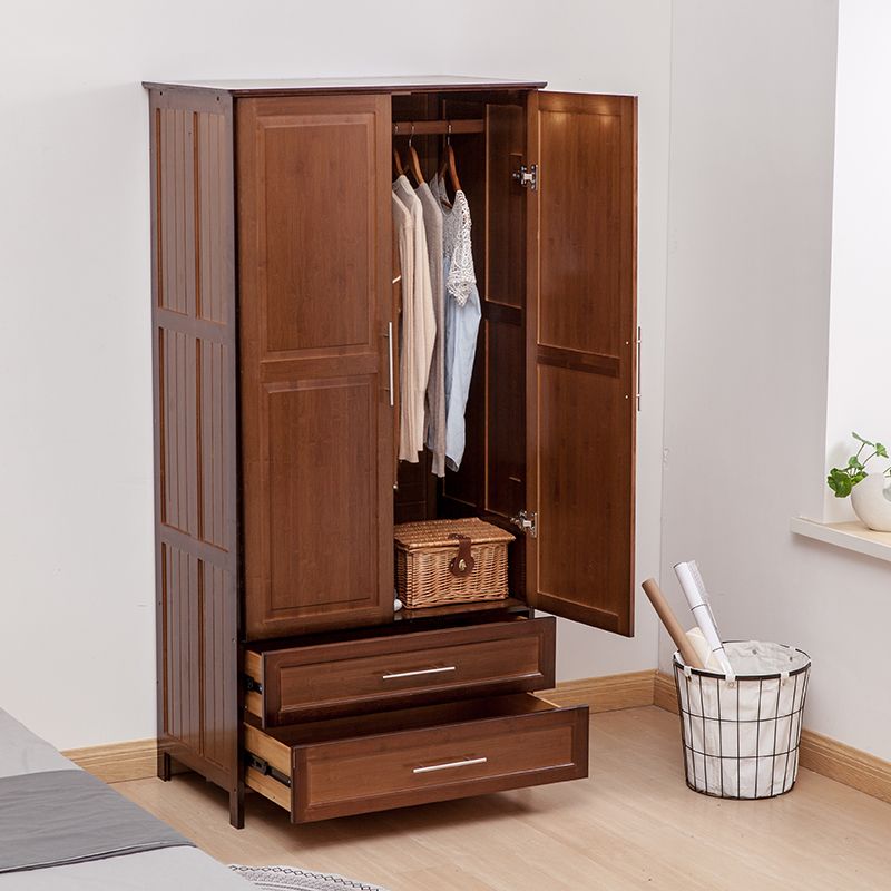 Modern Style Wardrobe Cabinet Wood Clothes Rail Wardrobe Armoire for Bedroom