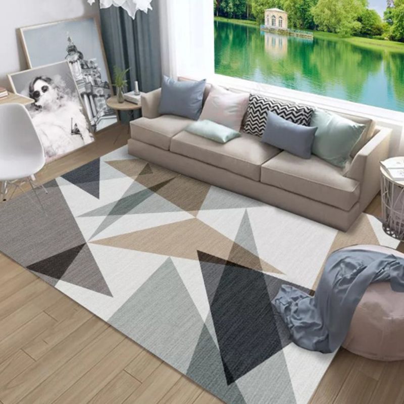Nordic Geometric Pattern Rug Multi-Color Polypropylene Area Rug Non-Slip Backing Pet Friendly Carpet for Parlor