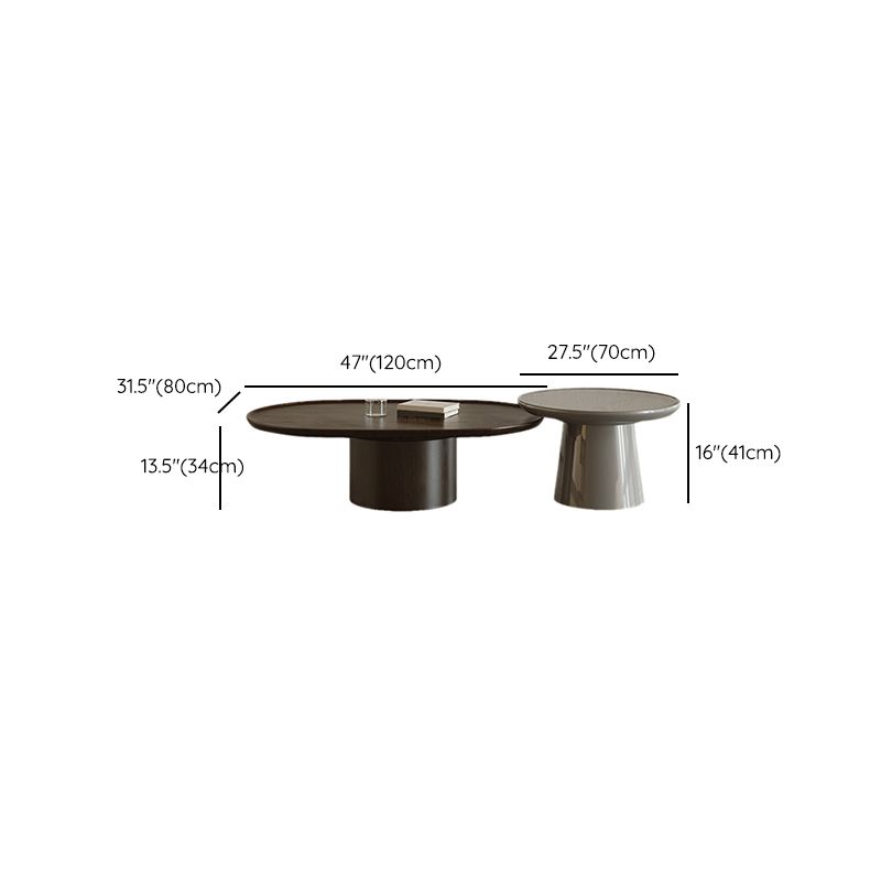 Contemporary Cocktail Table Pedestal Wooden Coffee Cocktail Table