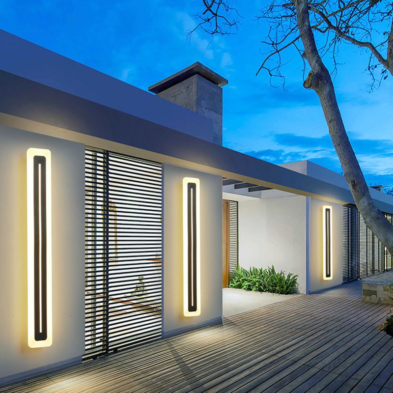 Lineare Metallwandlicht moderner Stil 1 Lichtwandmontierte Beleuchtung in Schwarz