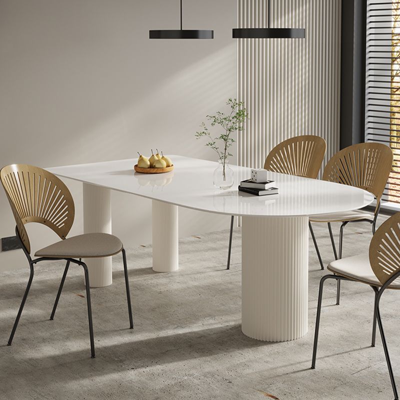 Free Form Stone Top Dining Table for Home Contemporary White Dinette Table